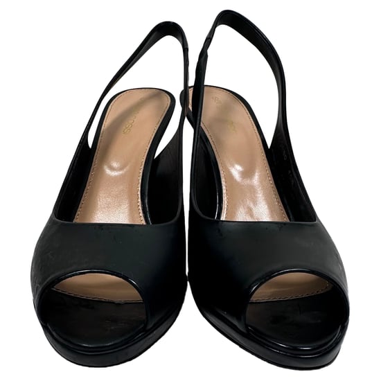 Sergio Rossi Peep-Toe Slingback-Pumps aus schwarzem Leder - Image 2