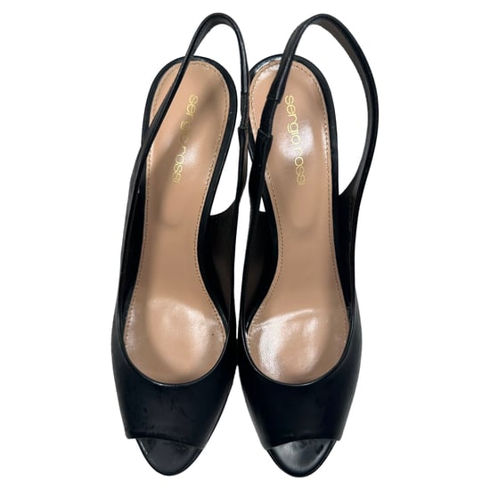 Sergio Rossi Peep-Toe Slingback-Pumps aus schwarzem Leder - Image 4
