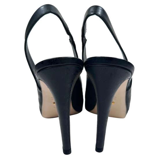 Sergio Rossi Peep-Toe Slingback-Pumps aus schwarzem Leder - Image 6
