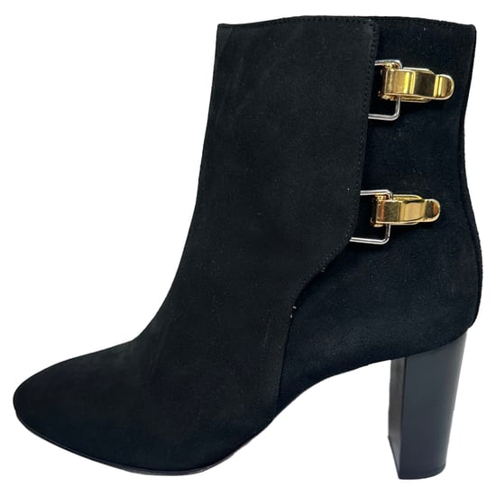 Chloé Stiefeletten mit doppelter Schnalle und hohem Absatz aus schwarzem Wildleder - Image 6