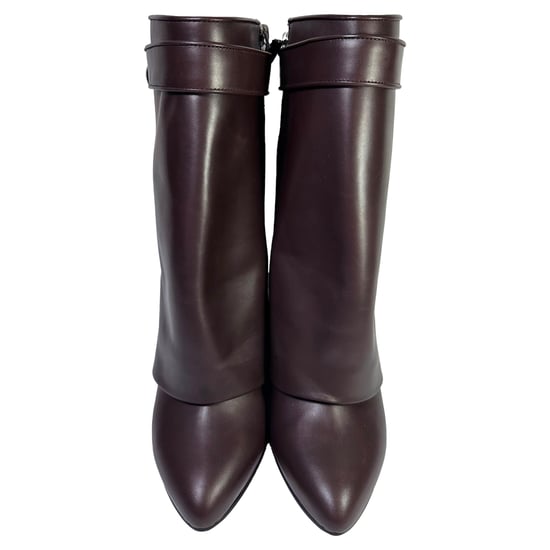 Givenchy Shark Lock Wedge Mid-Calf Stiefel aus burgunderrotem Leder - Image 2