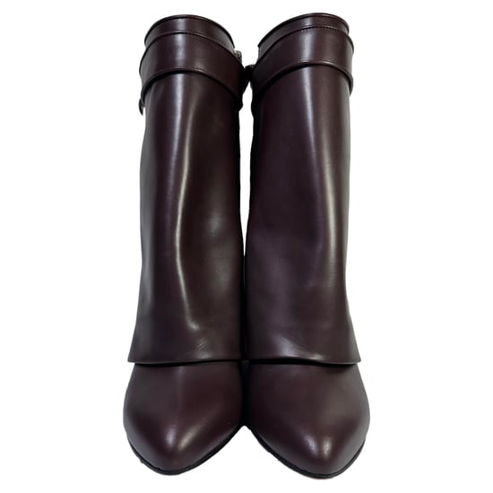 Givenchy Shark Lock Wedge Mid-Calf Stiefel aus burgunderrotem Leder - Image 3