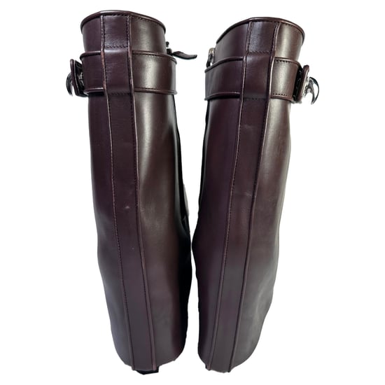 Givenchy Shark Lock Wedge Mid-Calf Stiefel aus burgunderrotem Leder - Image 5