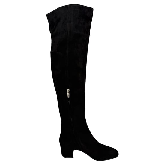 Gianvito Rossi kniehohe Stiefel mit mandelförmiger Spitze aus schwarzem Wildleder - Image 1