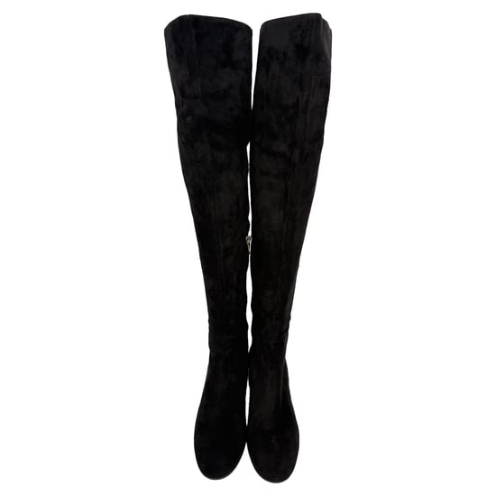 Gianvito Rossi kniehohe Stiefel mit mandelförmiger Spitze aus schwarzem Wildleder - Image 3