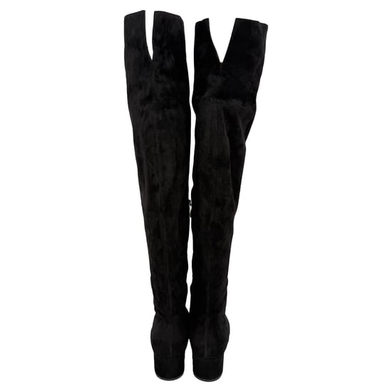 Gianvito Rossi kniehohe Stiefel mit mandelförmiger Spitze aus schwarzem Wildleder - Image 4