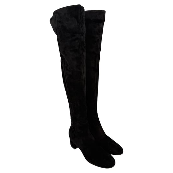 Gianvito Rossi kniehohe Stiefel mit mandelförmiger Spitze aus schwarzem Wildleder - Image 6