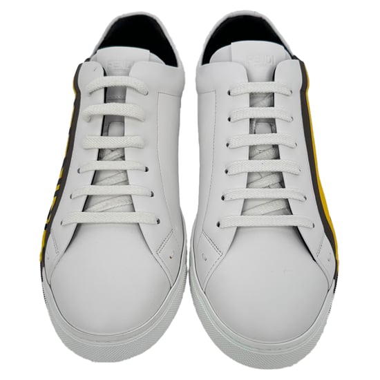 Fendi Low-Top-Sneaker mit Logoprint aus weißem Leder - Image 3