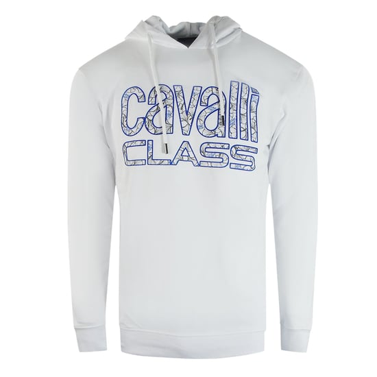 Cavalli Class Floral Logo Weisser Kapuzenpullover - Image 1