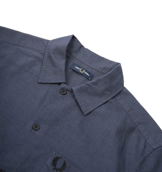 Fred Perry - Chemise Oxford à manches courtes bleu marine avec poche pour homme - Image 3