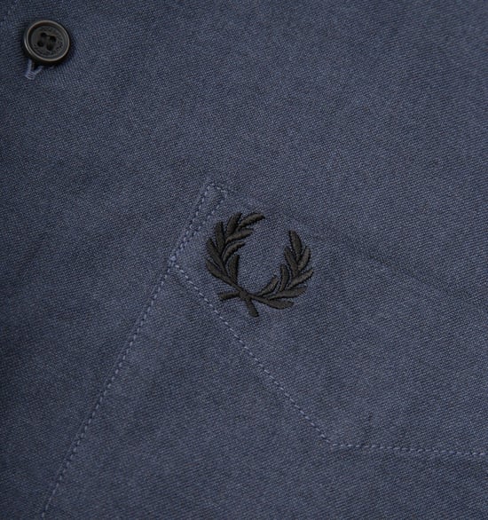Fred Perry - Chemise Oxford à manches courtes bleu marine avec poche pour homme - Image 4