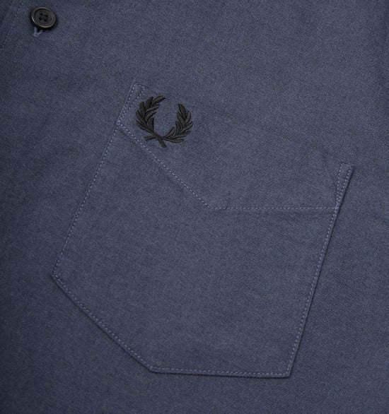 Fred Perry - Chemise Oxford à manches courtes bleu marine avec poche pour homme - Image 5