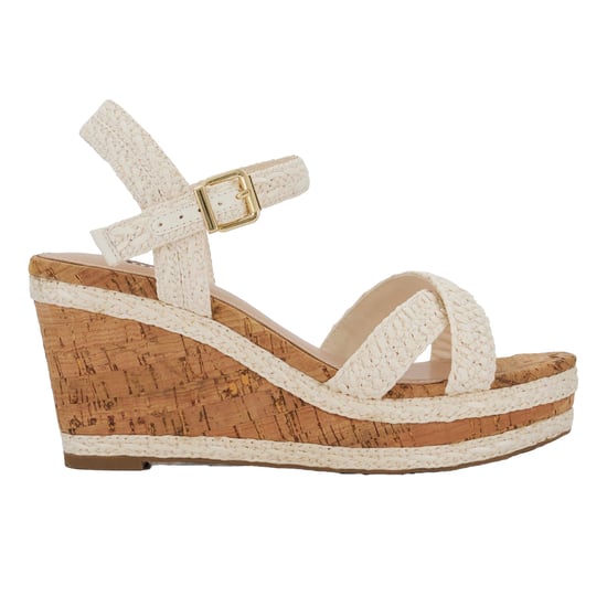 Dune London - "Kelisa" Sandalen mit Keilabsatz für Damen, Bast, flach geformter Absatz (Weiß) - Image 1