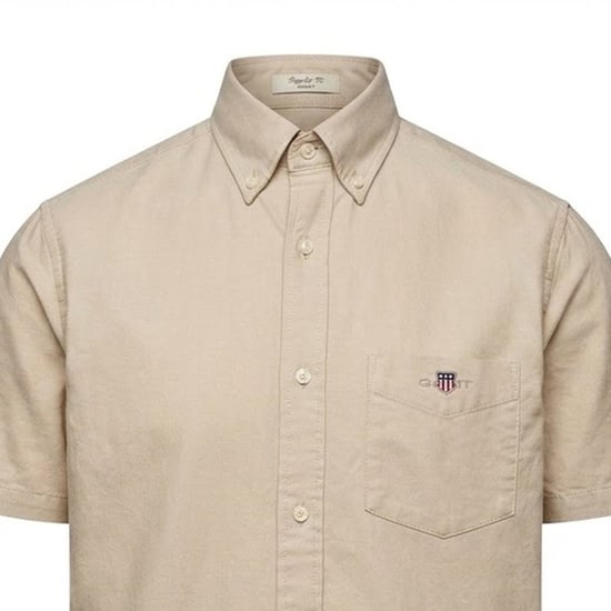 Gant - Hemd für Herren, Oxford-Stil, Regulär, kurzärmlig (Beige) - Image 3