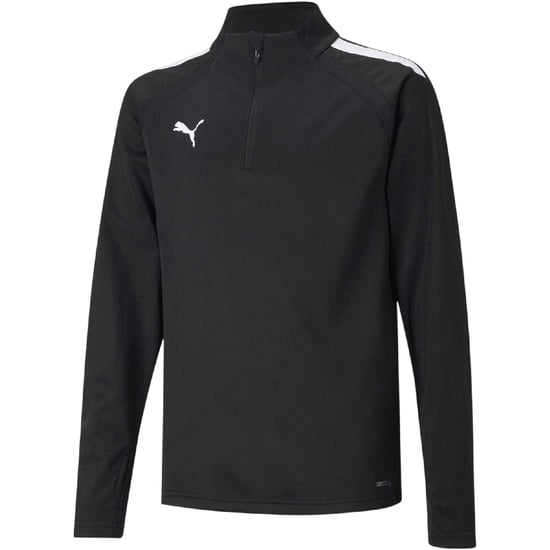 Puma - "TeamLIGA" Fleece-Oberteil für Kinder, mit kurzem Reißverschluss (Schwarz) - Image 1