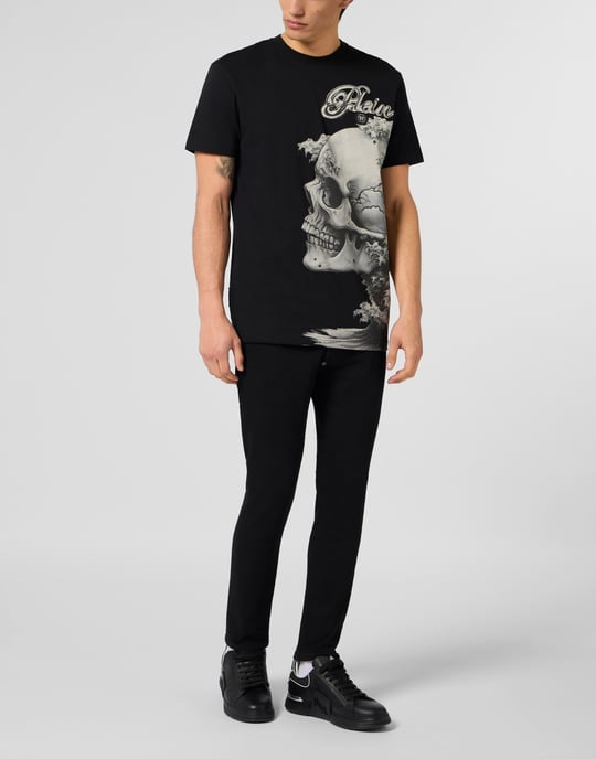 Philipp Plein T-Shirt mit Rundhals und Totenkopfprint, Kurzarm - Schwarz - Image 4
