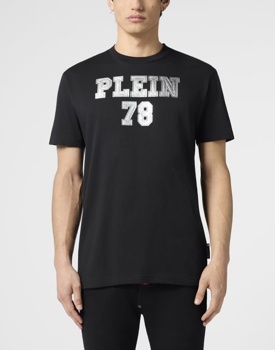 Philipp Plein Kurzarm-Rundhals-T‑Shirt College mit Logoprint - Schwarz - Image 2