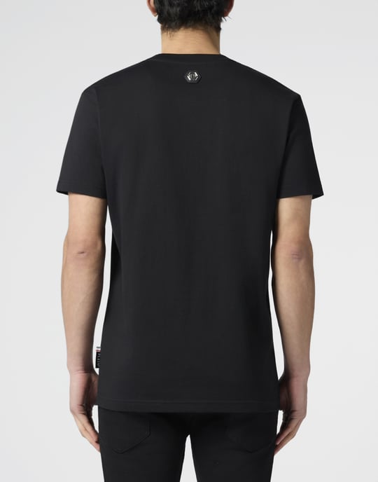 Philipp Plein Kurzarm-Rundhals-T‑Shirt College mit Logoprint - Schwarz - Image 4