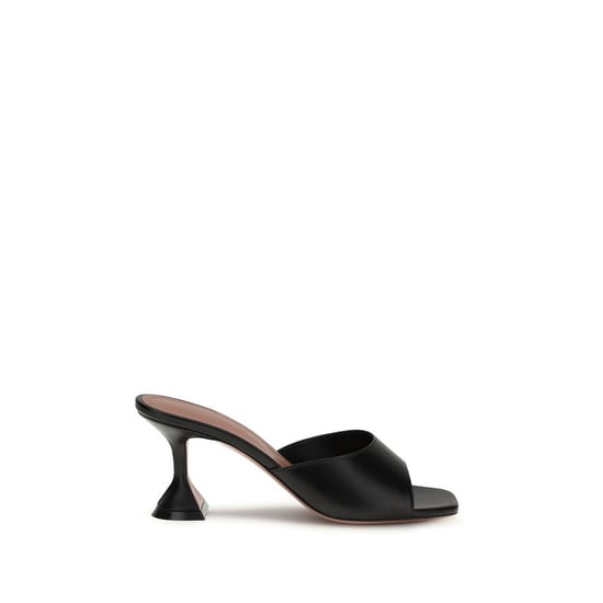 Amina Muaddi Schwarze Lamm Ovis Aries Stiletto-Absatz Sandalen - Image 1