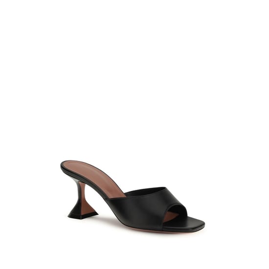 Amina Muaddi Schwarze Lamm Ovis Aries Stiletto-Absatz Sandalen - Image 2