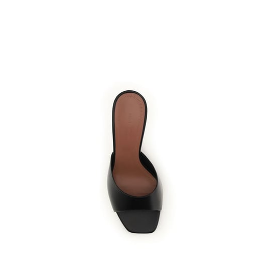 Amina Muaddi Schwarze Lamm Ovis Aries Stiletto-Absatz Sandalen - Image 4