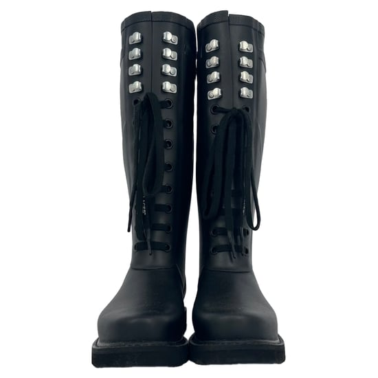 Off-White Knielange Stiefel aus schwarzem PVC - Image 3