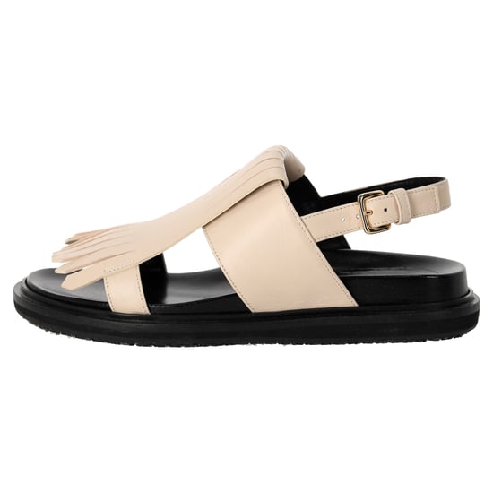 Marni Fussbett-Fransen-Sandalen aus ivorfarbenem Leder - Image 1