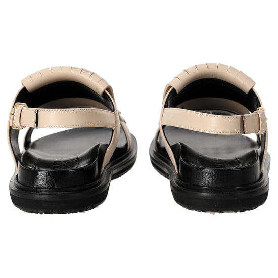 Marni Fussbett-Fransen-Sandalen aus ivorfarbenem Leder - Image 3