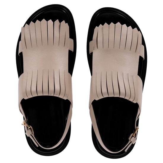Marni Fussbett-Fransen-Sandalen aus ivorfarbenem Leder - Image 5