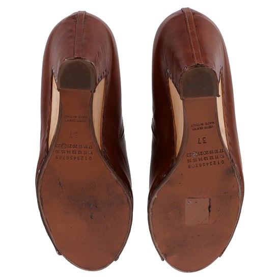 Maison Margiela Offene Zehen Sandale mit Paspel in braunem Leder - Image 6