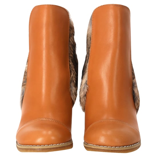 See by Chloé Wadenhohe Stiefeletten mit Fellbesatz aus braunem Leder - Image 4