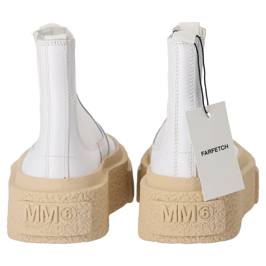 MM6 Maison Margiela Plattform Chelsea Boots aus weißem Leder - Image 3