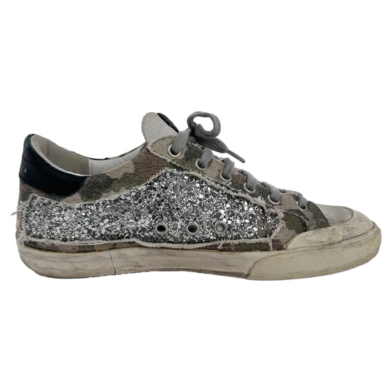 Golden Goose Super-Star Glitzernde Sneakers aus mehrfarbigem Baumwollstoff - Image 1