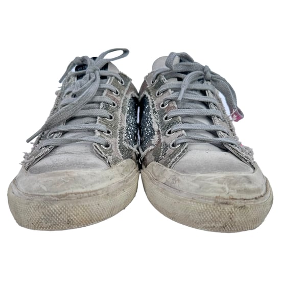 Golden Goose Super-Star Glitzernde Sneakers aus mehrfarbigem Baumwollstoff - Image 2