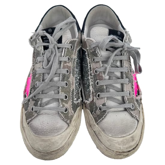 Golden Goose Super-Star Glitzernde Sneakers aus mehrfarbigem Baumwollstoff - Image 3