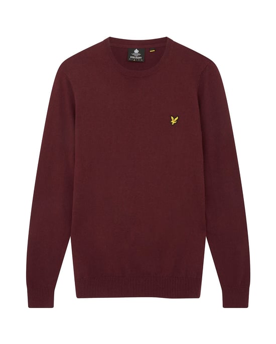 Lyle & Scott Baumwolle-Merino-Pullover mit Rundhalsausschnitt in Burgunderrot - Image 5