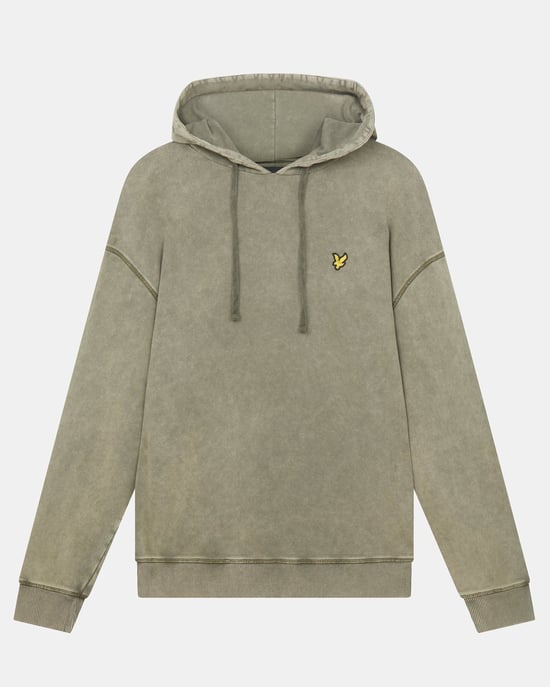 Lyle & Scott Gewaschener Hoodie in Olive - Image 4