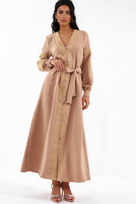 Besticktes V-Ausschnitt Maxikleid - Image 1