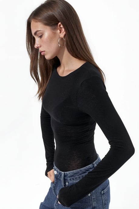 Schlankes Longsleeve-Transparente Bluse - Image 2