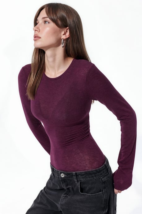 Schlankes Longsleeve-Transparente Bluse - Image 2