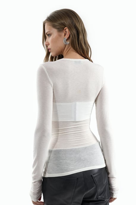 Schlankes Longsleeve-Transparente Bluse - Image 3