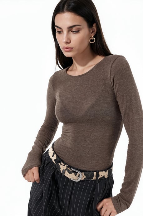 Schlankes Longsleeve-Transparente Bluse - Image 1