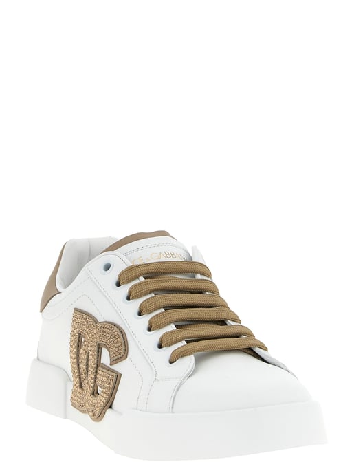 Dolce & Gabbana Beigefarbene Kalbsleder Sneaker - Image 2