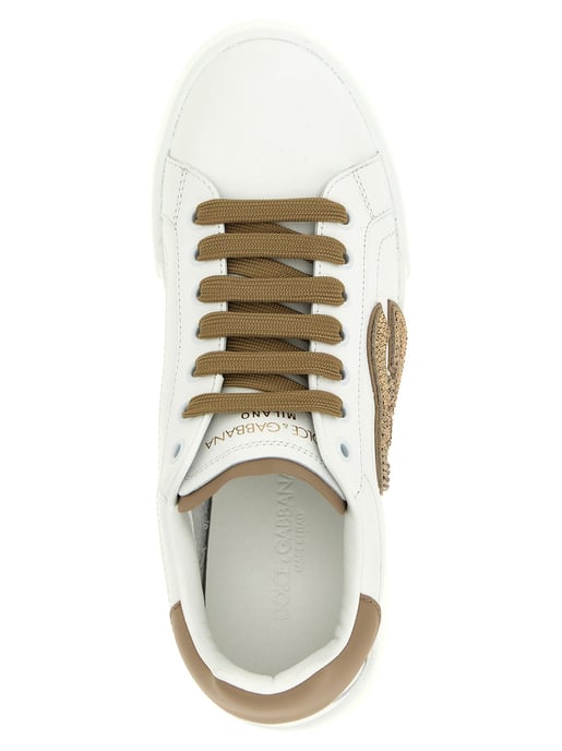Dolce & Gabbana Beigefarbene Kalbsleder Sneaker - Image 4