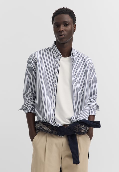 Bugatti Herren Freizeithemd Baumwolle Gestreift Under Button-Down - Image 1