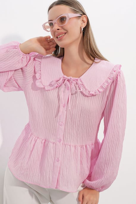 Damenbluse aus Viskose-Mischung mit Babydoll-Kragen - Image 3
