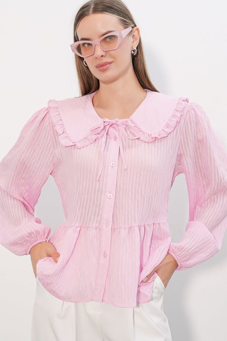 Damenbluse aus Viskose-Mischung mit Babydoll-Kragen - Image 4