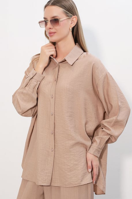 Strukturiertes Button-Down Langarmhemd - Image 2