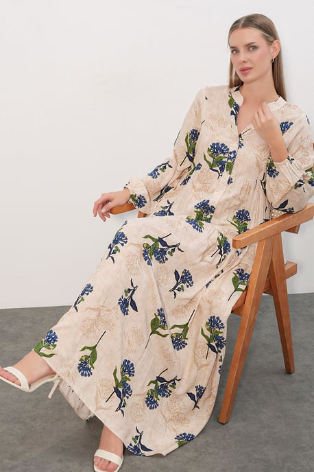 Gemustertes V-Ausschnitt Maxikleid - Image 2