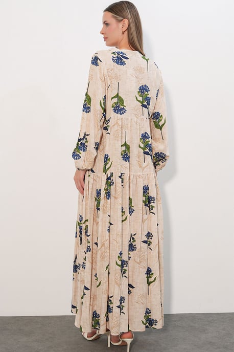 Gemustertes V-Ausschnitt Maxikleid - Image 6